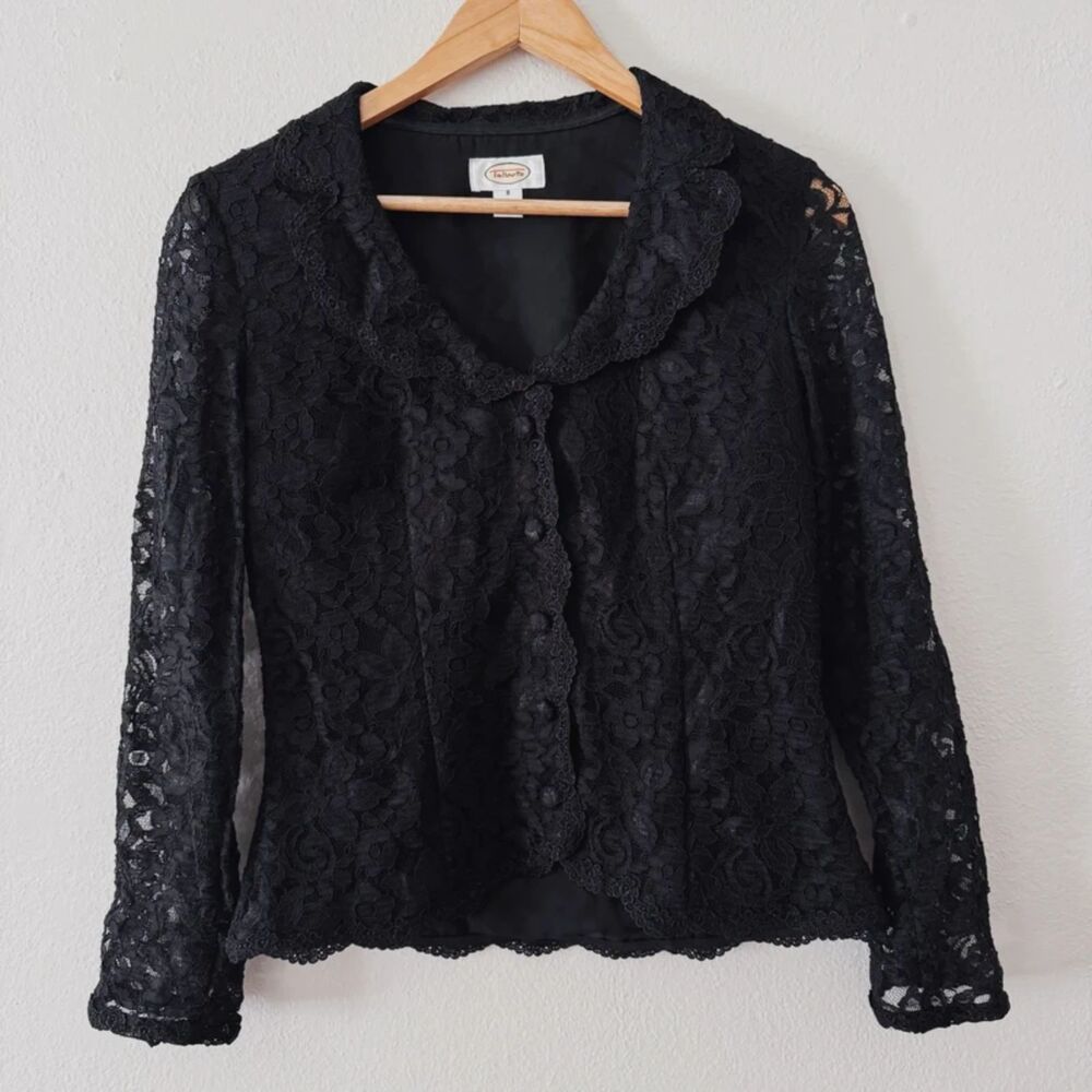 90s vintage black lace blouse